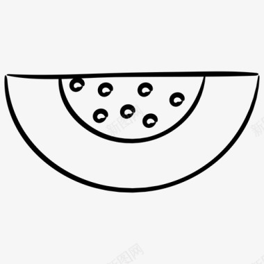 西瓜食物手绘图标图标