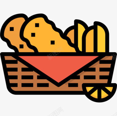 炸鱼薯条快餐54原色图标图标
