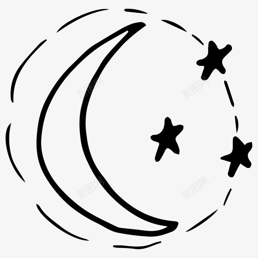 月亮和星星夜晚睡眠图标svg_新图网 https://ixintu.com 夜晚 太空 星星 月亮 睡眠