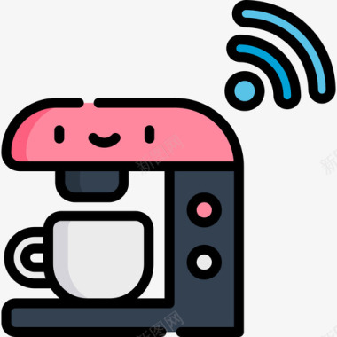 咖啡机智能家居35线性颜色图标图标