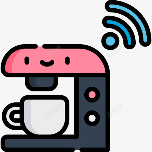 咖啡机智能家居35线性颜色图标svg_新图网 https://ixintu.com 咖啡机 智能家居35 线性颜色