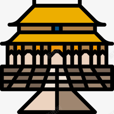建筑中国50线性颜色图标图标