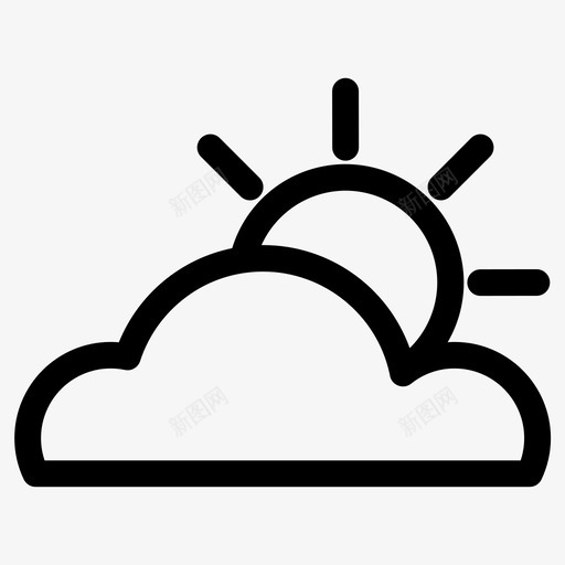 多云天气预报季节图标svg_新图网 https://ixintu.com 多云 天气 天气线 天气预报 季节
