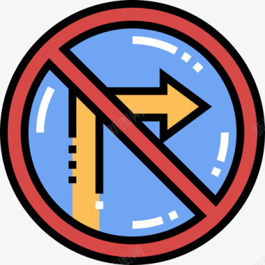 禁止转弯19号停车场直线颜色图标图标