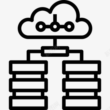 数据库云技术11线性图标图标
