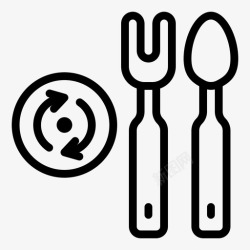 可重复可重复使用的勺子和叉子塑料零浪费图标高清图片