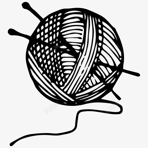 针织手绘编织针图标svg_新图网 https://ixintu.com 手绘 编织 针线 针织