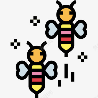 蜜蜂复活节59线形颜色图标图标