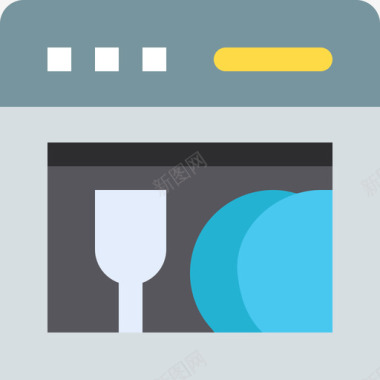 洗碗机烹饪食品和饮料2个平的图标图标