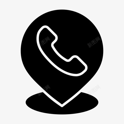电话位置地图图标svg_新图网 https://ixintu.com 位置 地图 字形 实心 插针 电话