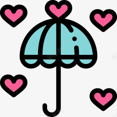 雨伞情人节55线形颜色图标图标