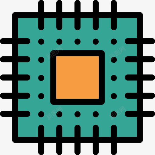 芯片数字服务7线性彩色图标svg_新图网 https://ixintu.com 彩色 数字 服务 线性 芯片