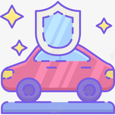涂层洗车5线性颜色图标图标