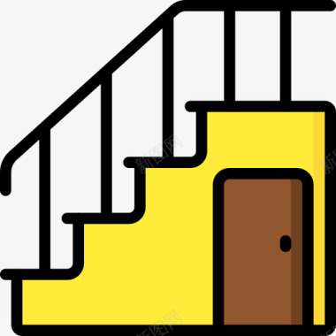 楼梯室内25线性颜色图标图标