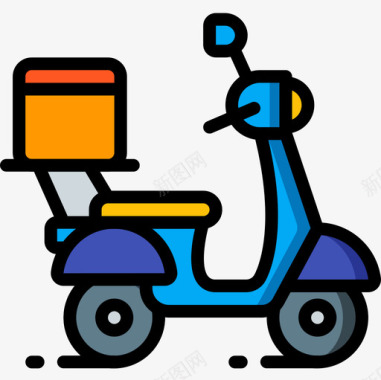 轻便摩托车食品运输29线性颜色图标图标