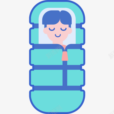睡袋露营125线性颜色图标图标