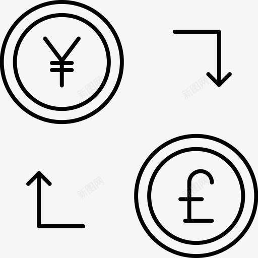转账货币兑换图标svg_新图网 https://ixintu.com 业务 兑换 图标 技术 日元 线图 英镑 货币 转账