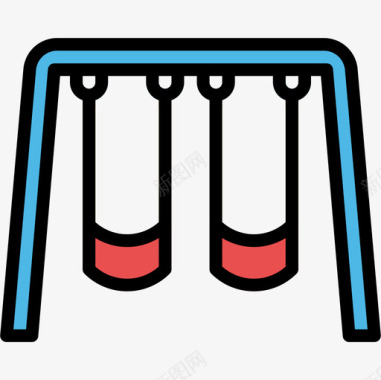 秋千游乐园32线性颜色图标图标