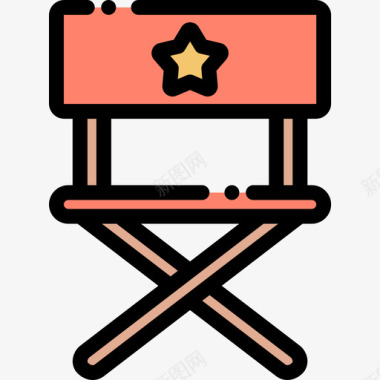 导演椅电影工业7线性颜色图标图标