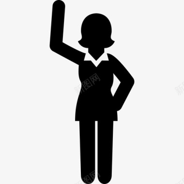 举手女企业家女高管图标图标
