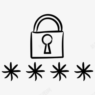 密码锁安全手绘图标图标