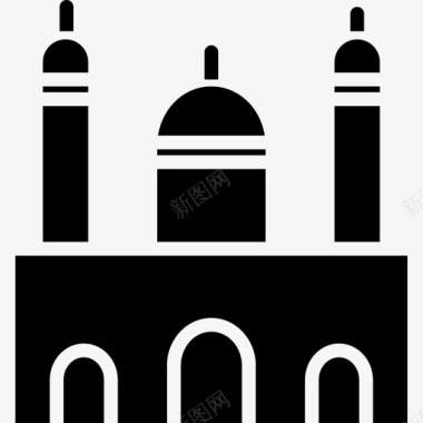 清真寺61号建筑实心图标图标
