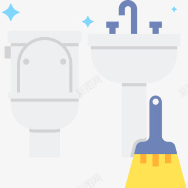浴室清洁61公寓图标图标