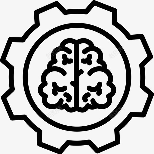 大脑人工智能42线性图标svg_新图网 https://ixintu.com 人工智能 大脑 线性