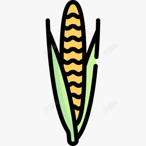玉米水果和蔬菜14线形颜色图标svg_新图网 https://ixintu.com 水果和蔬菜14 玉米 线形颜色