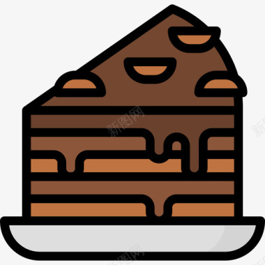 蛋糕块快餐54线性颜色图标图标