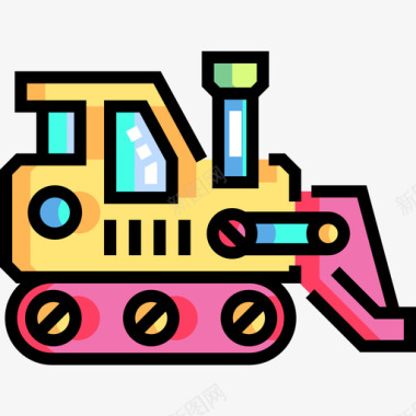 挖掘机儿童玩具线颜色图标图标