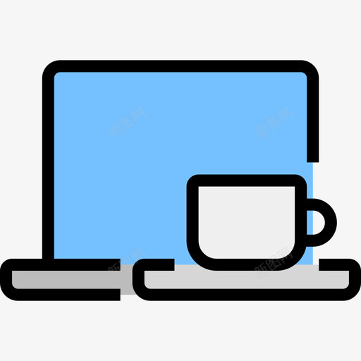 笔记本电脑咖啡店商务2线性颜色图标svg_新图网 https://ixintu.com 咖啡店商务2 笔记本电脑 线性颜色