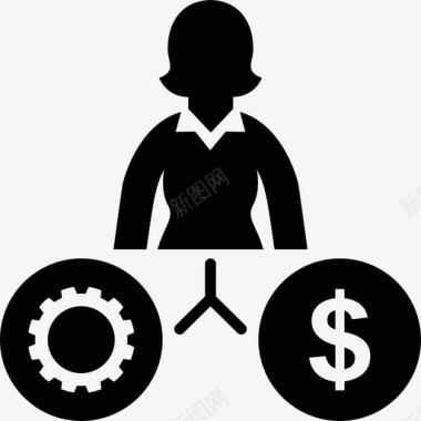 工作和金钱商业女性装备图标图标
