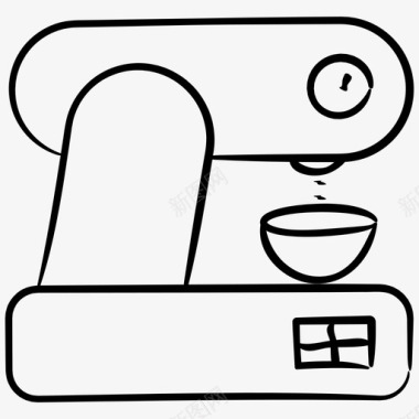 咖啡机浓缩咖啡机电子手绘图标图标
