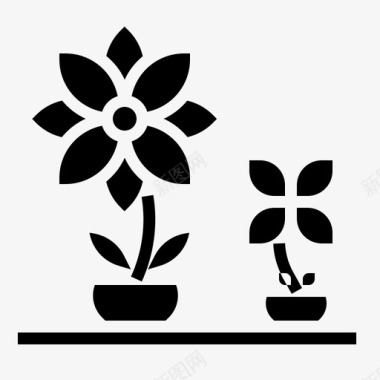 农业和园艺花卉花盆图标图标
