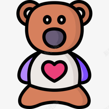 泰迪熊快乐2线性颜色图标图标