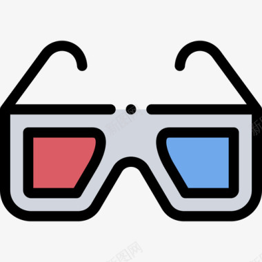 3d眼镜电影工业12线性彩色图标图标