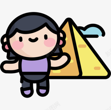 金字塔旅游者3线性颜色图标图标