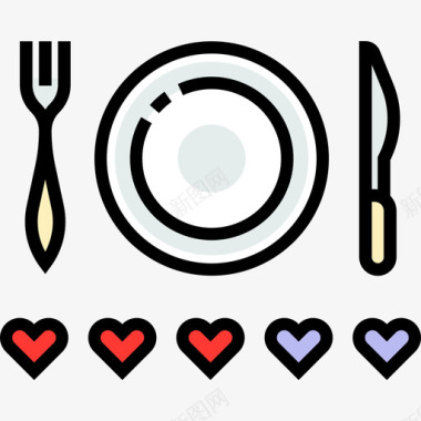 餐具外卖25线性颜色图标图标
