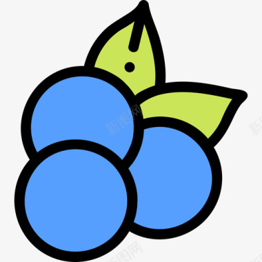 蓝莓水果和蔬菜23线形颜色图标图标