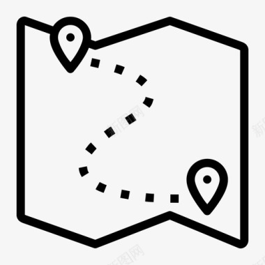 地图露营路线徒步旅行图标图标