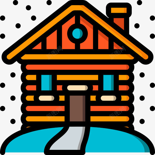 房屋冬季运动28线性颜色图标svg_新图网 https://ixintu.com 冬季运动28 房屋 线性颜色