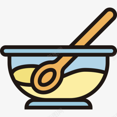 碗厨房工具21线性颜色图标图标
