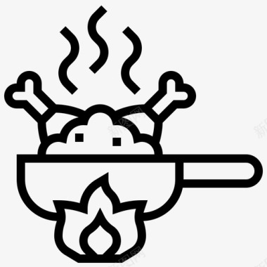油炸鸡肉炒锅图标图标