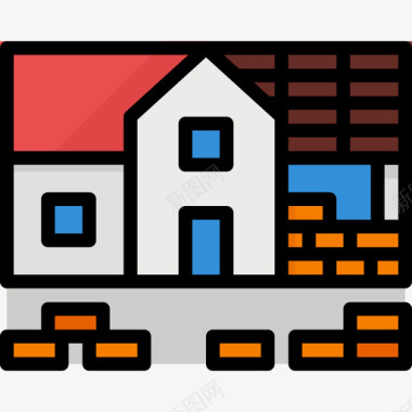 住宅126号建筑线性颜色图标图标