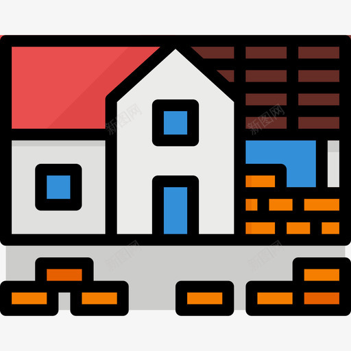 住宅126号建筑线性颜色图标svg_新图网 https://ixintu.com 126号 住宅 建筑 线性 颜色