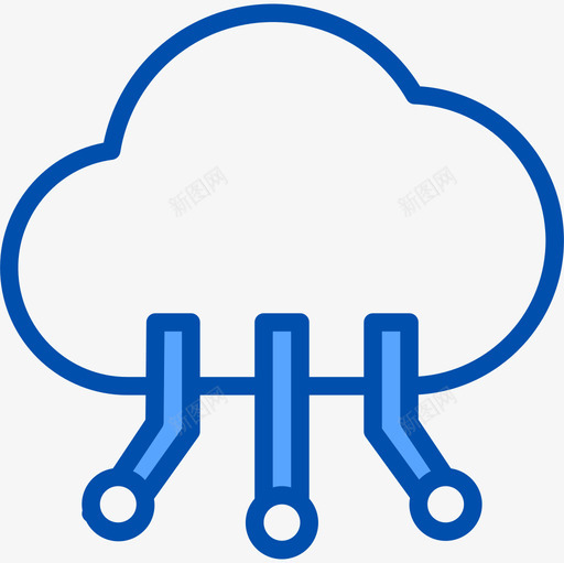 云网络数字营销97蓝色图标svg_新图网 https://ixintu.com 云网络 数字营销97 蓝色