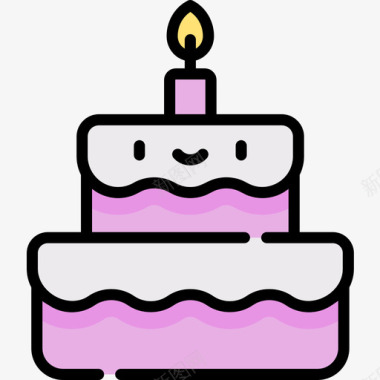 生日蛋糕幸福8线性颜色图标图标