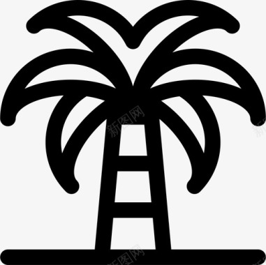 棕榈树印度16线形图标图标
