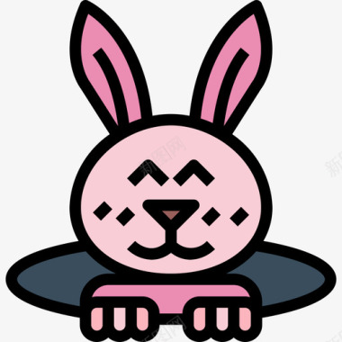 兔子复活节59线形颜色图标图标